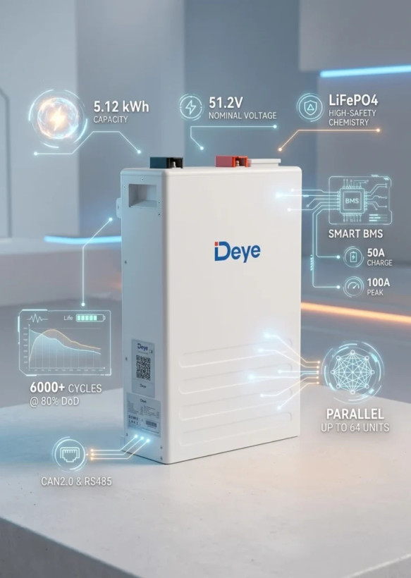 باتری لیتیوم ۵ کیلووات DEYE مدل SE-F5